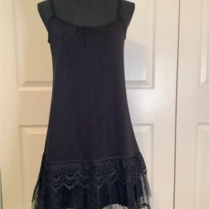 Elegant Black Lace Trim Dress